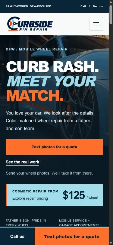 Curbside Rim Repair mobile website