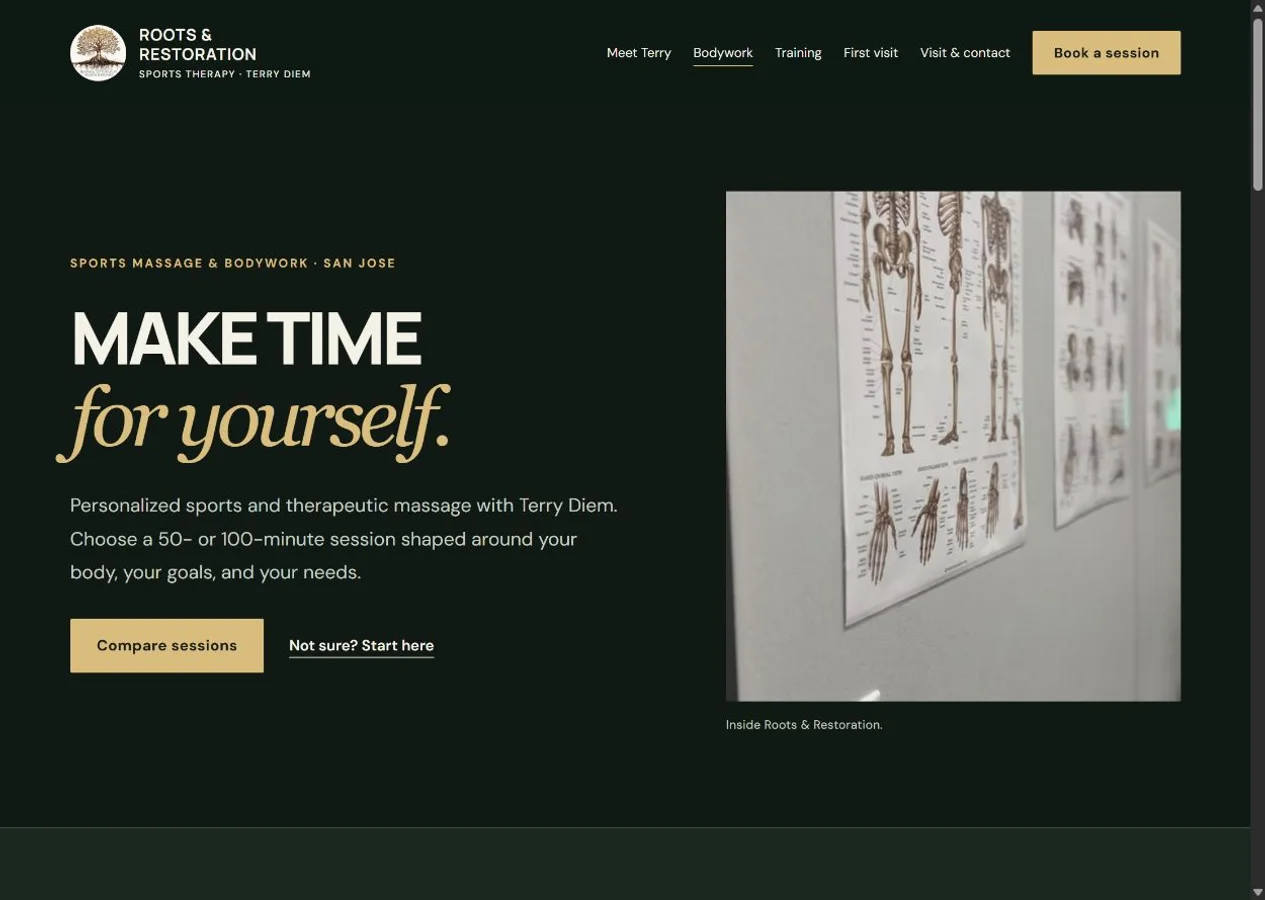Roots & Restoration website detail