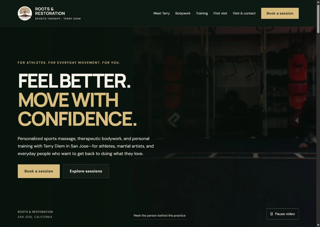 Roots & Restoration desktop homepage