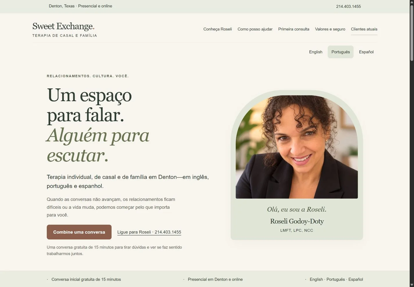 Sweet Exchange Therapy desktop homepage